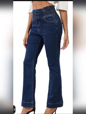 High-Waist Washed Blue Women's Stretch Jeans
